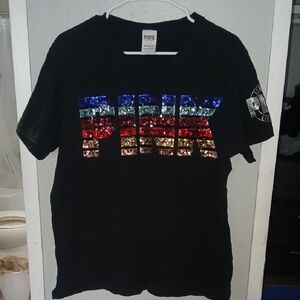 PINK Victoria's Secret Black Sequin Kids T-Shirt